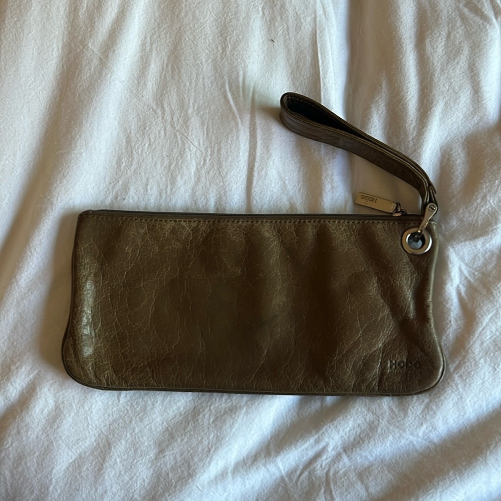 HOBO International Clutch/Wristlet Brown Distressed Leather Size 10”x5”